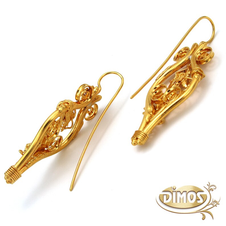 22k Gold Ancient Greek Eros Earrings